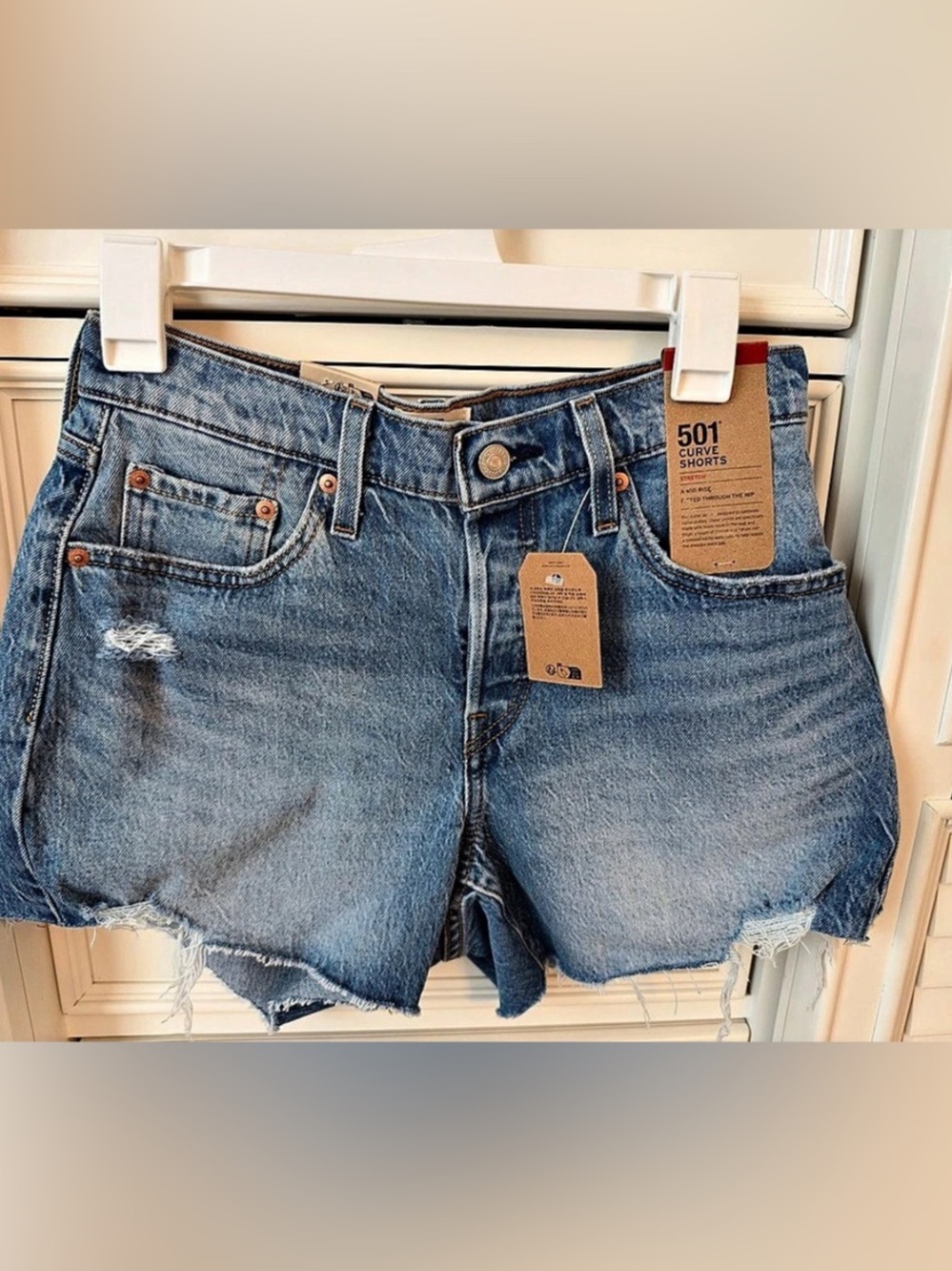 Levi's 501 Curve Shorts Denim Jean Shorts Blue Waist 28